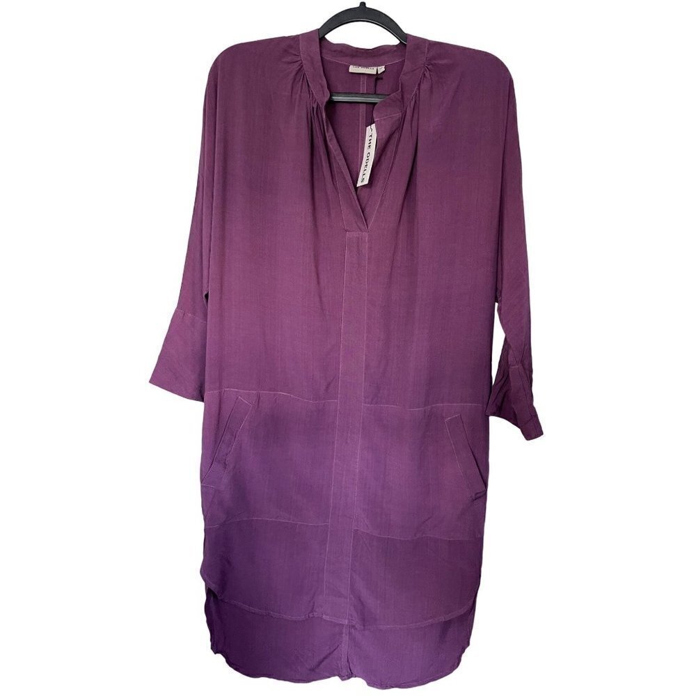 NWT The Odells Sz XS Purple Hi-Low Tunic Pocket Dress 3/4 Sleeves